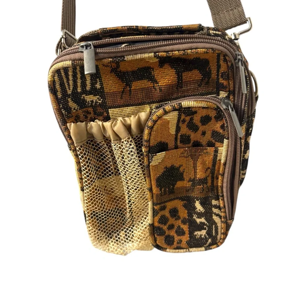 Vintage Rare Safari Tapestry Crossbody Satchel Bag